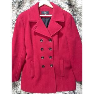 Calvin Klein Red Wool‎ Jacket / Coat Women's Size XL